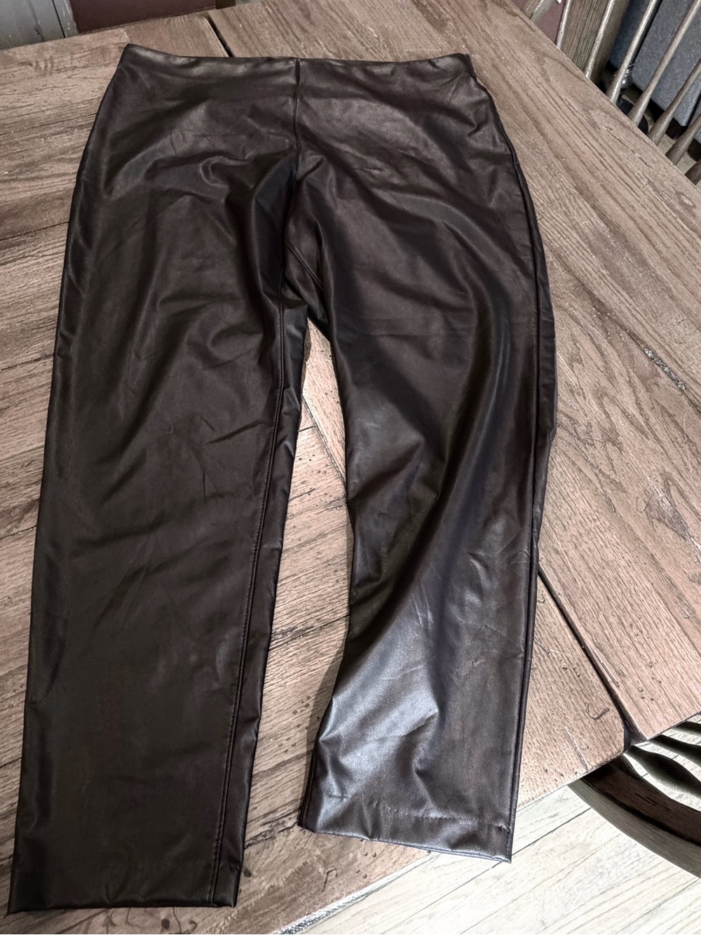 Vince Camuto Women's Brown Faux Leather Straight-Leg Pants